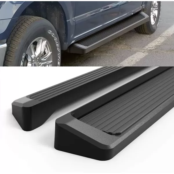 imageAPS Running Boards 5in Black Compatible with Ford F150 20152025 SuperCrew Cab ampamp F150 Lightning 20222025 ampamp F250 F350 Super Duty 20172025 Crew Cab Stainless Steel Nerf Bars Side StepsAluminum Black
