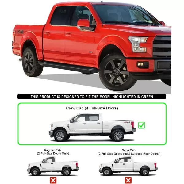 imageAPS Running Boards 5in Black Compatible with Ford F150 20152025 SuperCrew Cab ampamp F150 Lightning 20222025 ampamp F250 F350 Super Duty 20172025 Crew Cab Stainless Steel Nerf Bars Side StepsAluminum Black