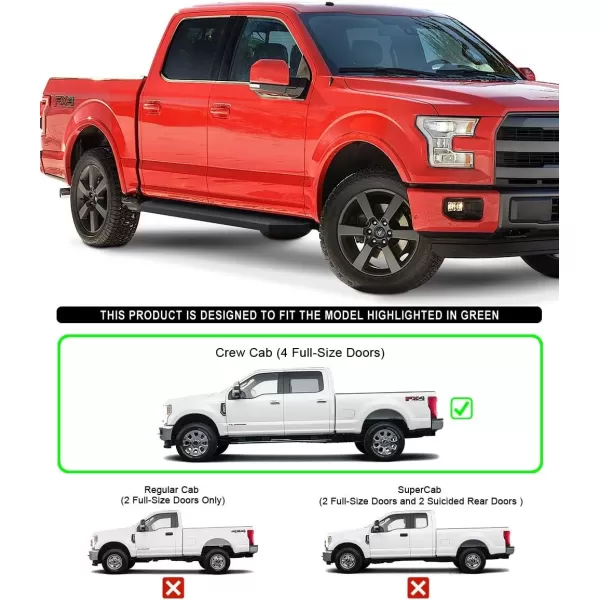 imageAPS Running Boards 5in Black Compatible with Ford F150 20152025 SuperCrew Cab ampamp F150 Lightning 20222025 ampamp F250 F350 Super Duty 20172025 Crew Cab Stainless Steel Nerf Bars Side StepsStainless Steel Black