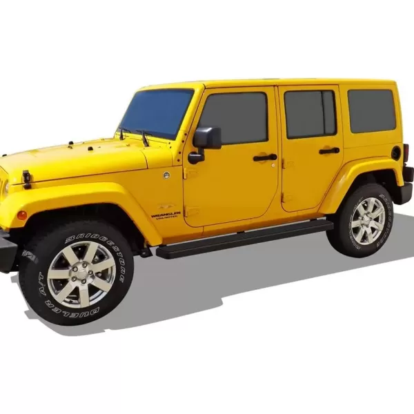 imageAPS Running Boards 6 inches Matte Black Compatible with Jeep Wrangler JK 20072018 4Door Factory sidesteps or Rock Rails Have to be Removed Side Steps Side BarsAluminum Black