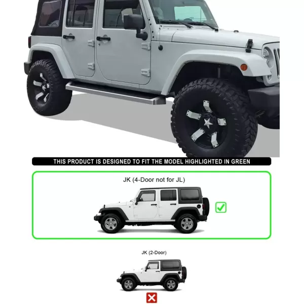 imageAPS Running Boards 6 inches Matte Black Compatible with Jeep Wrangler JK 20072018 4Door Factory sidesteps or Rock Rails Have to be Removed Side Steps Side BarsAluminum Silver