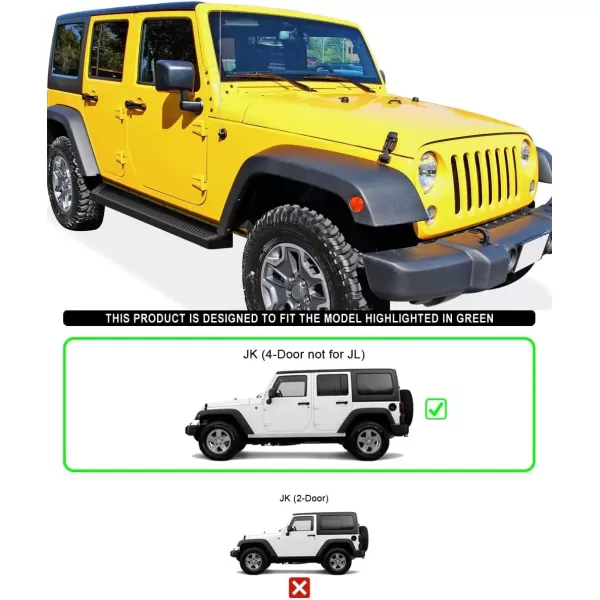 imageAPS Running Boards 6 inches Matte Black Compatible with Jeep Wrangler JK 20072018 4Door Factory sidesteps or Rock Rails Have to be Removed Side Steps Side BarsAluminum Black
