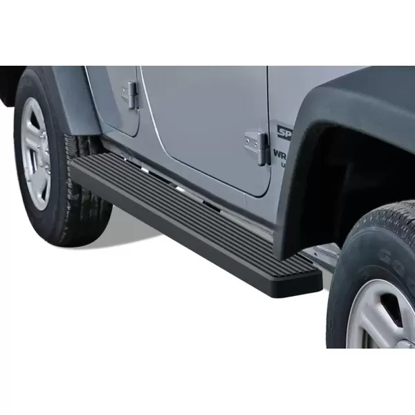 imageAPS Running Boards 6 inches Matte Black Compatible with Jeep Wrangler JK 20072018 4Door Factory sidesteps or Rock Rails Have to be Removed Side Steps Side BarsAluminum Black