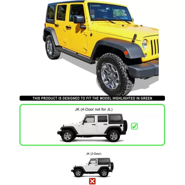 imageAPS Running Boards 6 inches Matte Black Compatible with Jeep Wrangler JK 20072018 4Door Factory sidesteps or Rock Rails Have to be Removed Side Steps Side BarsBlack
