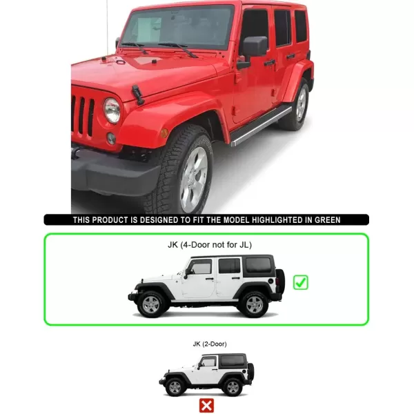 imageAPS Running Boards 6 inches Matte Black Compatible with Jeep Wrangler JK 20072018 4Door Factory sidesteps or Rock Rails Have to be Removed Side Steps Side BarsAluminum Silver