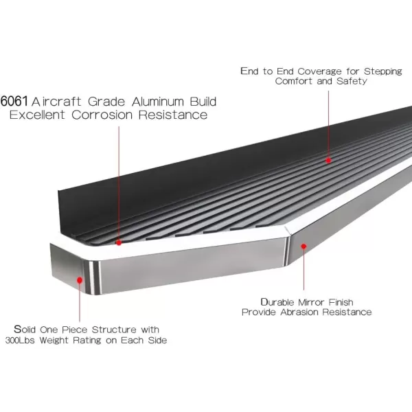 imageAPS Running Boards 6 inches Matte Black Compatible with Jeep Wrangler JK 20072018 4Door Factory sidesteps or Rock Rails Have to be Removed Side Steps Side BarsPolished