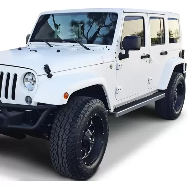 imageAPS Running Boards 6 inches Matte Black Compatible with Jeep Wrangler JK 20072018 4Door Factory sidesteps or Rock Rails Have to be Removed Side Steps Side BarsAluminum Silver