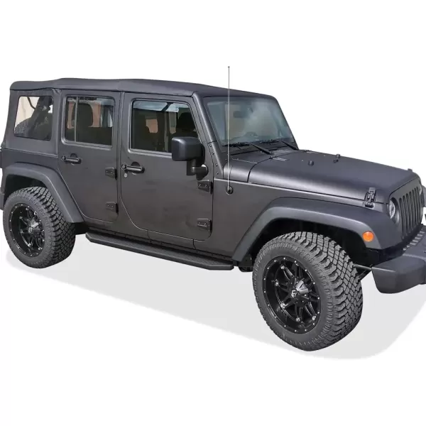 imageAPS Running Boards 6 inches Matte Black Compatible with Jeep Wrangler JK 20072018 4Door Factory sidesteps or Rock Rails Have to be Removed Side Steps Side BarsAluminum Black