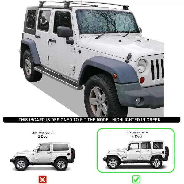 imageAPS Running Boards 6 inches Matte Black Compatible with Jeep Wrangler JK 20072018 4Door Factory sidesteps or Rock Rails Have to be Removed Side Steps Side BarsAluminum Silver
