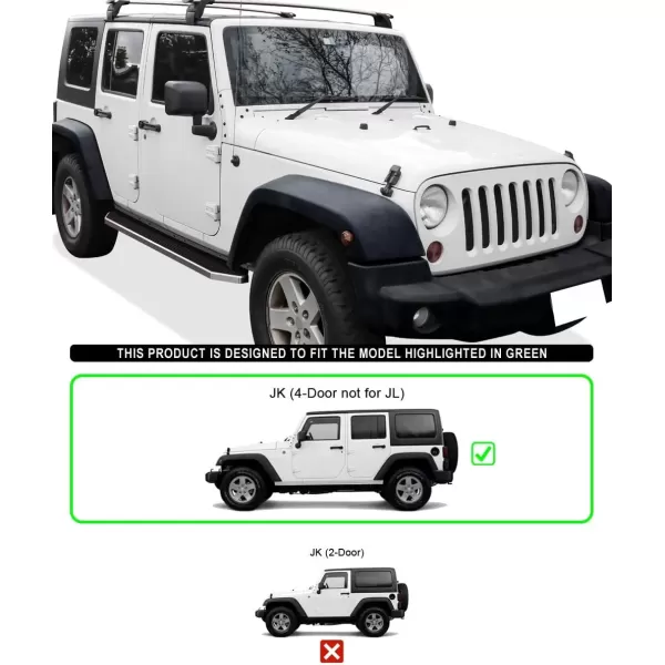 imageAPS Running Boards 6 inches Matte Black Compatible with Jeep Wrangler JK 20072018 4Door Factory sidesteps or Rock Rails Have to be Removed Side Steps Side BarsPolished