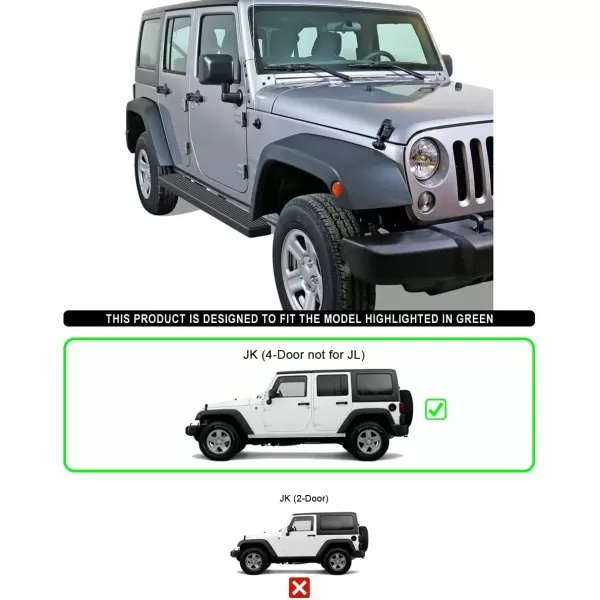 imageAPS Running Boards 6 inches Matte Black Compatible with Jeep Wrangler JK 20072018 4Door Factory sidesteps or Rock Rails Have to be Removed Side Steps Side BarsAluminum Black