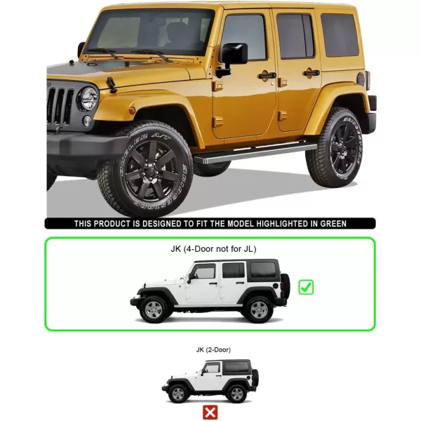 imageAPS Running Boards 6 inches Matte Black Compatible with Jeep Wrangler JK 20072018 4Door Factory sidesteps or Rock Rails Have to be Removed Side Steps Side BarsStainless Steel Polished