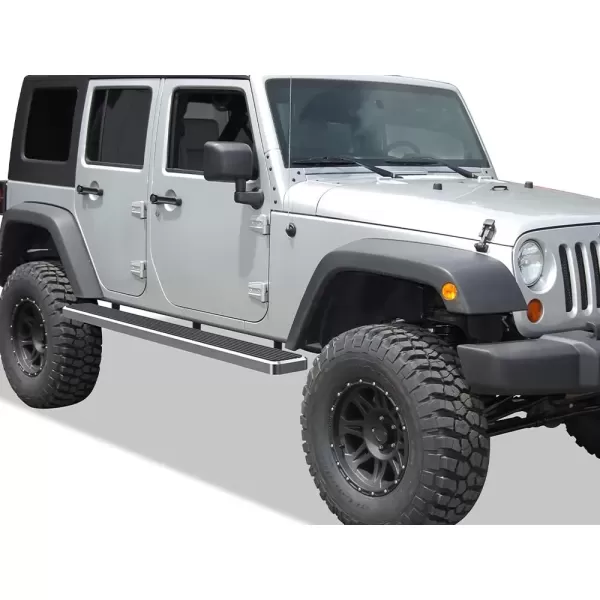 imageAPS Running Boards 6 inches Matte Black Compatible with Jeep Wrangler JK 20072018 4Door Factory sidesteps or Rock Rails Have to be Removed Side Steps Side BarsStainless Steel Polished