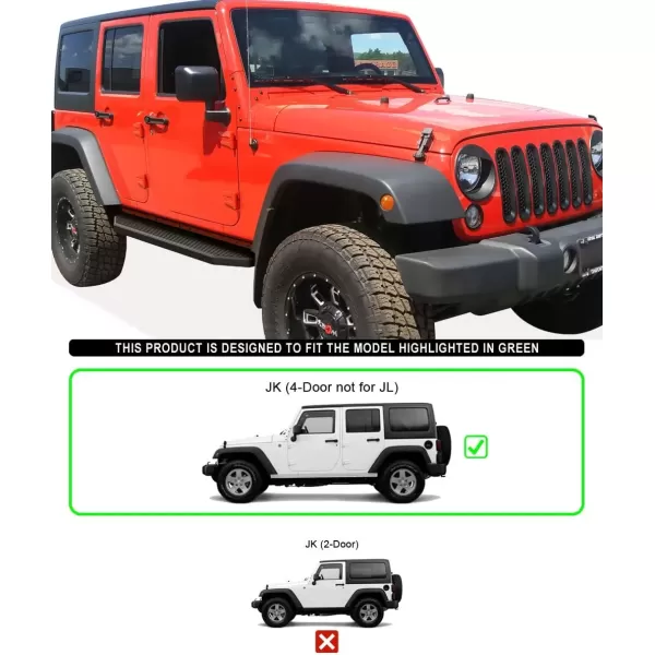 imageAPS Running Boards 6 inches Matte Black Compatible with Jeep Wrangler JK 20072018 4Door Factory sidesteps or Rock Rails Have to be Removed Side Steps Side BarsAluminum Black