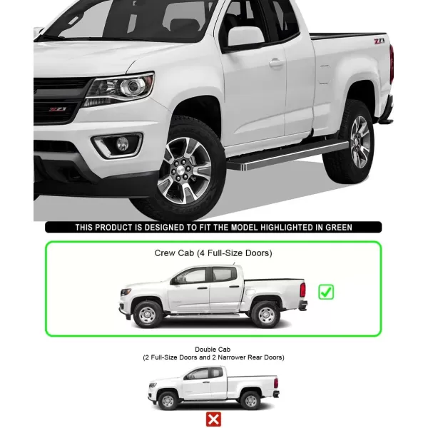 imageAPS Running Boards Nerf Bars Side Steps Step Bars Compatible with Chevy Colorado GMC Canyon 20152025 Crew Cab 6ft Bed Silver 6 inches Wheel to WheelAluminum Silver