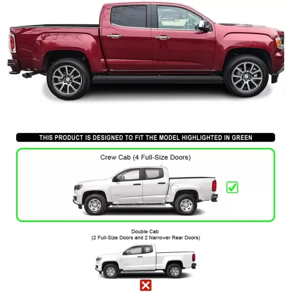imageAPS Running Boards Nerf Bars Side Steps Step Bars Compatible with Chevy Colorado GMC Canyon 20152025 Crew Cab 6ft Bed Silver 6 inches Wheel to WheelAluminum Black