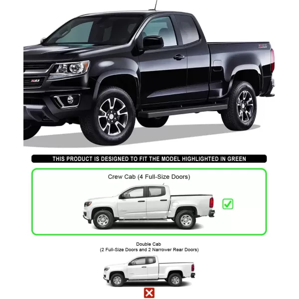 imageAPS Running Boards Nerf Bars Side Steps Step Bars Compatible with Chevy Colorado GMC Canyon 20152025 Crew Cab 6ft Bed Silver 6 inches Wheel to WheelAluminum Black