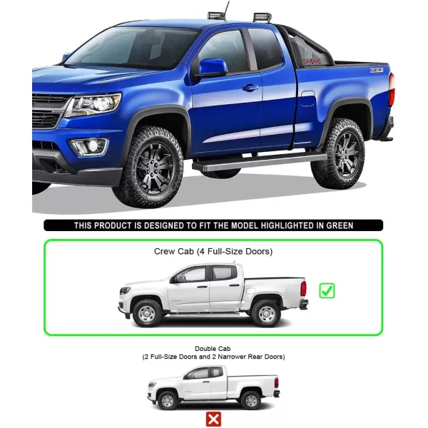 imageAPS Running Boards Nerf Bars Side Steps Step Bars Compatible with Chevy Colorado GMC Canyon 20152025 Crew Cab 6ft Bed Silver 6 inches Wheel to WheelAluminum Silver