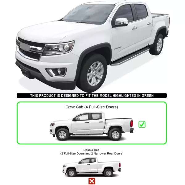 imageAPS Running Boards Nerf Bars Side Steps Step Bars Compatible with Chevy Colorado GMC Canyon 20152025 Crew Cab 6ft Bed Silver 6 inches Wheel to WheelPolished