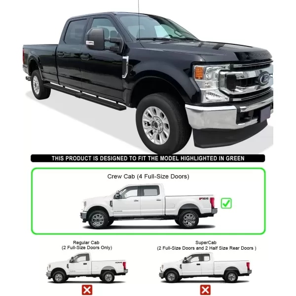 imageAPS Running Boards Nerf Bars Side Steps Step Bars Compatible with Ford F150 20152025 SuperCrew Cab ampamp F150 Lightning 20222025 ampamp F250 F350 Super Duty 20172025 Crew Cab Stainless Steel Black 6inStainless Steel Black