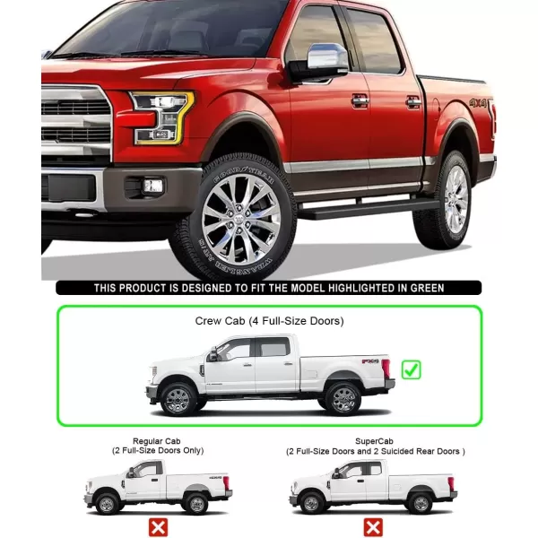 imageAPS Running Boards Nerf Bars Side Steps Step Bars Compatible with Ford F150 20152025 SuperCrew Cab ampamp F150 Lightning 20222025 ampamp F250 F350 Super Duty 20172025 Crew Cab Stainless Steel Black 6inStainless Steel Black
