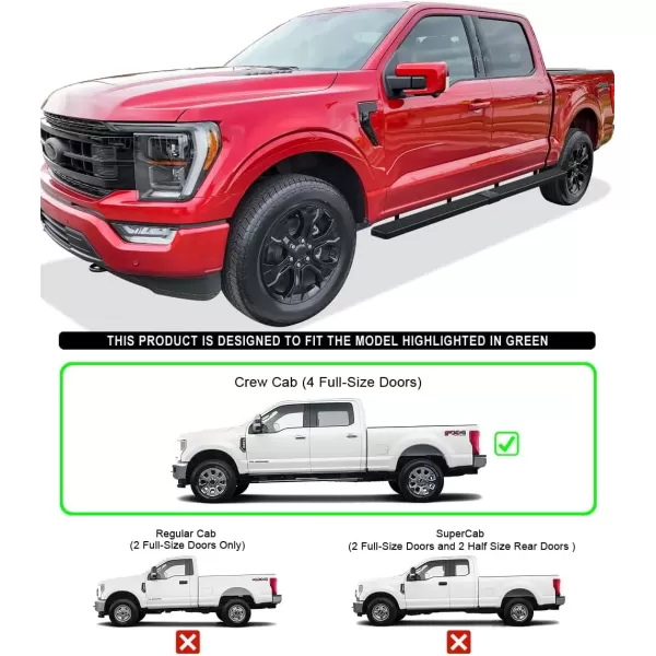 imageAPS Running Boards Nerf Bars Side Steps Step Bars Compatible with Ford F150 20152025 SuperCrew Cab ampamp F150 Lightning 20222025 ampamp F250 F350 Super Duty 20172025 Crew Cab Stainless Steel Black 6inStainless Steel Black