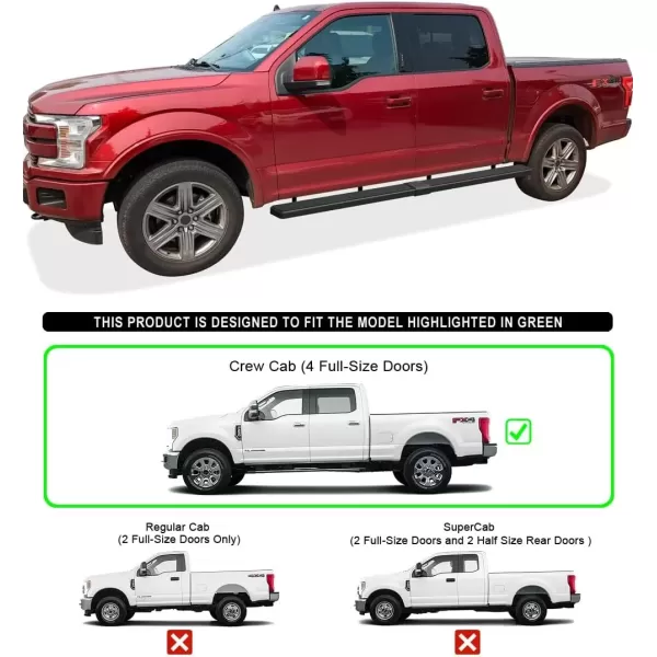 imageAPS Running Boards Nerf Bars Side Steps Step Bars Compatible with Ford F150 20152025 SuperCrew Cab ampamp F150 Lightning 20222025 ampamp F250 F350 Super Duty 20172025 Crew Cab Stainless Steel Black 6inBlack