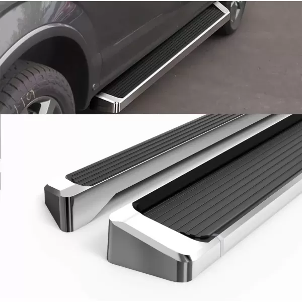 imageAPS Running Boards Nerf Bars Side Steps Step Bars Compatible with Ford F150 20152025 SuperCrew Cab ampamp F150 Lightning 20222025 ampamp F250 F350 Super Duty 20172025 Crew Cab Stainless Steel Black 6inAluminum Silver