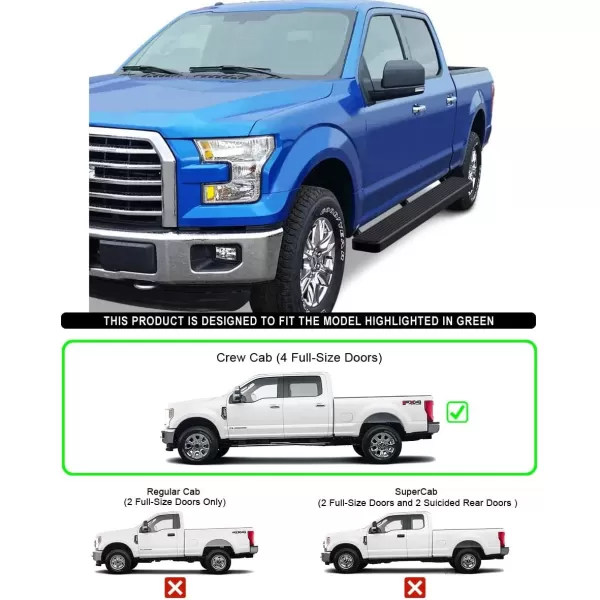 imageAPS Running Boards Nerf Bars Side Steps Step Bars Compatible with Ford F150 20152025 SuperCrew Cab ampamp F150 Lightning 20222025 ampamp F250 F350 Super Duty 20172025 Crew Cab Stainless Steel Black 6inStainless Steel Black