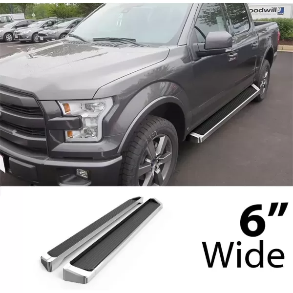 imageAPS Running Boards Nerf Bars Side Steps Step Bars Compatible with Ford F150 20152025 SuperCrew Cab ampamp F150 Lightning 20222025 ampamp F250 F350 Super Duty 20172025 Crew Cab Stainless Steel Black 6inAluminum Silver