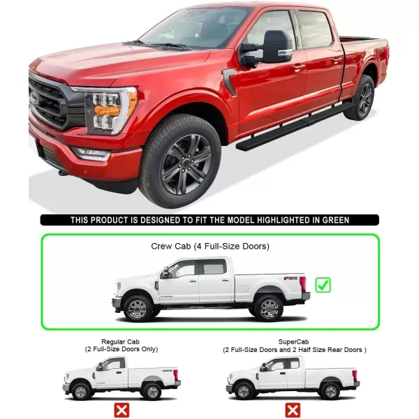 imageAPS Running Boards Nerf Bars Side Steps Step Bars Compatible with Ford F150 20152025 SuperCrew Cab ampamp F150 Lightning 20222025 ampamp F250 F350 Super Duty 20172025 Crew Cab Stainless Steel Black 6inStainless Steel Black