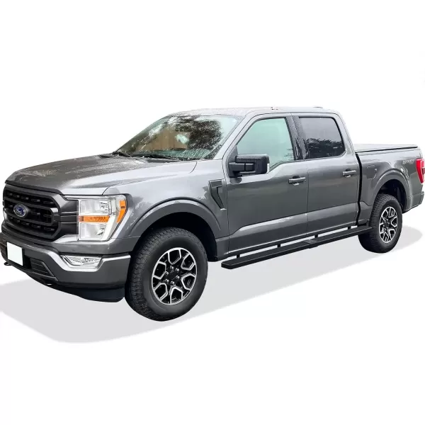 imageAPS Running Boards Side Steps Compatible with Ford F150 20152025 SuperCrew Cab ampamp F150 Lightning 20222025 ampamp F250 F350 Super Duty 20172025 Crew Cab Stainless Steel Black Powder Coated 5inStainless Steel Black