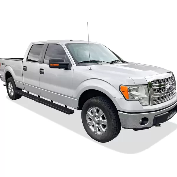 imageAPS Running Boards Side Steps Compatible with Ford F150 20152025 SuperCrew Cab ampamp F150 Lightning 20222025 ampamp F250 F350 Super Duty 20172025 Crew Cab Stainless Steel Black Powder Coated 5inStainless Steel Black
