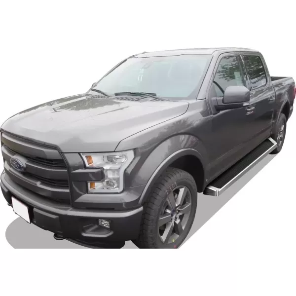 imageAPS Running Boards Side Steps Compatible with Ford F150 20152025 SuperCrew Cab ampamp F150 Lightning 20222025 ampamp F250 F350 Super Duty 20172025 Crew Cab Stainless Steel Black Powder Coated 5inAluminum Silver