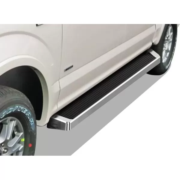 imageAPS Running Boards Side Steps Compatible with Ford F150 20152025 SuperCrew Cab ampamp F150 Lightning 20222025 ampamp F250 F350 Super Duty 20172025 Crew Cab Stainless Steel Black Powder Coated 5inAluminum Silver