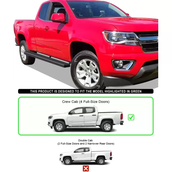 imageAPS Wheel to Wheel Boards 5in Compatible with Chevy Colorado GMC Canyon 20152025 Crew Cab 5ft Bed Stainless Steel Side Steps Side BarsStainless Steel Black