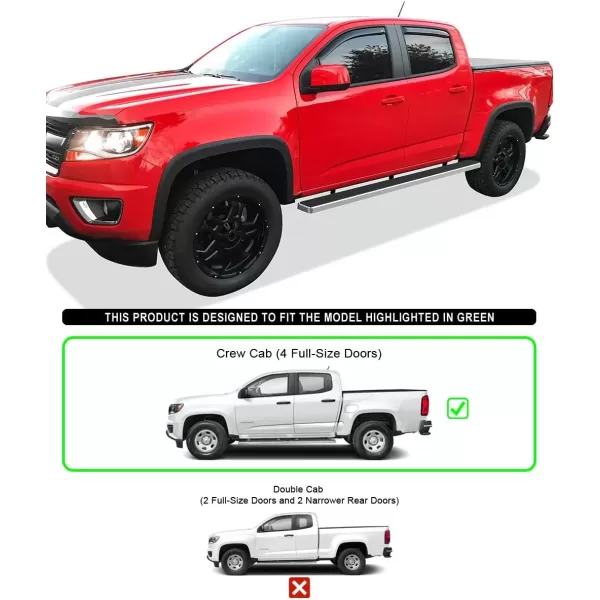 imageAPS Wheel to Wheel Boards 5in Compatible with Chevy Colorado GMC Canyon 20152025 Crew Cab 5ft Bed Stainless Steel Side Steps Side BarsStainless Steel Polished