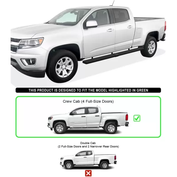imageAPS Wheel to Wheel Running Boards 6inch Compatible with Chevy Colorado GMC Canyon 20152025 Crew Cab 5ft Bed Nerf Bars Side Steps Side BarsStainless Steel Black