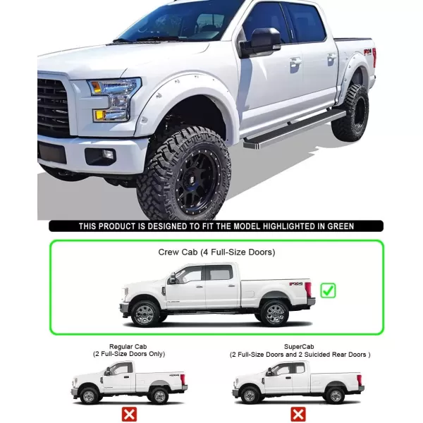 imageAPS iBoard Fifth Generation 5inch Stainless Steel Running Boards Side Step for Selected Ford F150 SuperCrew Cab ampamp 1725 F250Stainless Steel Polished