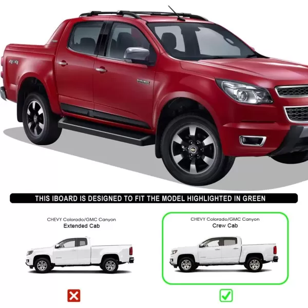 imageiBoard Third Generation Black Aluminum Running Boards Side Step for Selected Chevy Colorado GMC Canyon Crew CabBlack