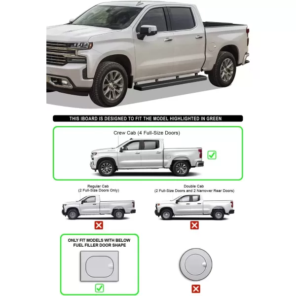 imageAPS 5in Stainless Steel Running Boards Compatible with Chevy Silverado GMC Sierra 1500 20192025 Crew Cab ampamp 2500 HD 3500 HD 20202025 Silverado 1500 LTD Sierra 1500 LD 2022Stainless Steel Black