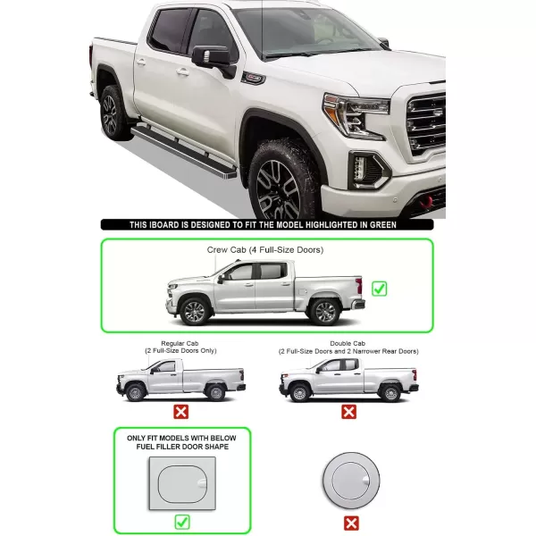 imageAPS 5in Stainless Steel Running Boards Compatible with Chevy Silverado GMC Sierra 1500 20192025 Crew Cab ampamp 2500 HD 3500 HD 20202025 Silverado 1500 LTD Sierra 1500 LD 2022Stainless Steel Polished