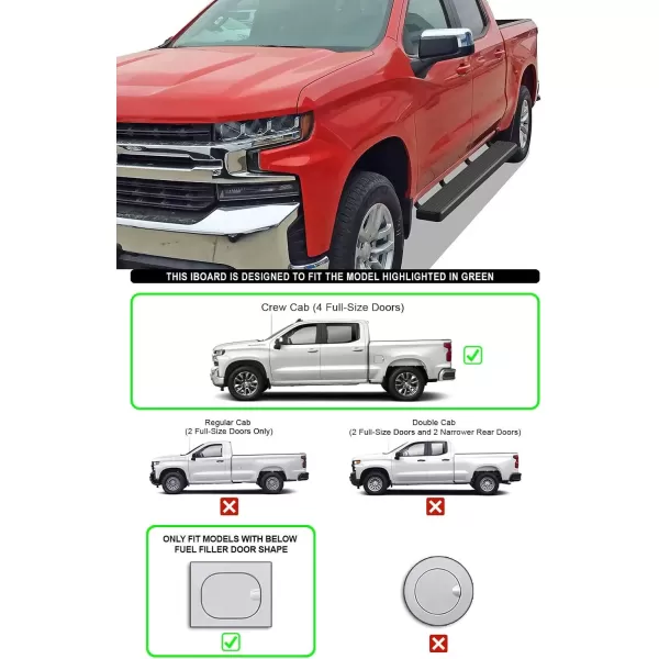 imageAPS 5in Stainless Steel Running Boards Compatible with Chevy Silverado GMC Sierra 1500 20192025 Crew Cab ampamp 2500 HD 3500 HD 20202025 Silverado 1500 LTD Sierra 1500 LD 2022Stainless Steel Black