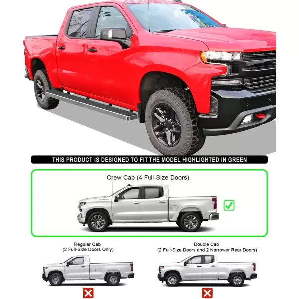 imageAPS Black Running Boards Compatible with Chevy Silverado GMC Sierra 1500 20192025 Crew Cab ampamp 2500 HD 3500 HD 20202025 Silverado 1500 LTD Sierra 1500 LD 2022Silver