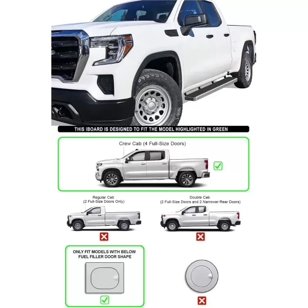 imageAPS Black Running Boards Compatible with Chevy Silverado GMC Sierra 1500 20192025 Crew Cab ampamp 2500 HD 3500 HD 20202025 Silverado 1500 LTD Sierra 1500 LD 2022Silver