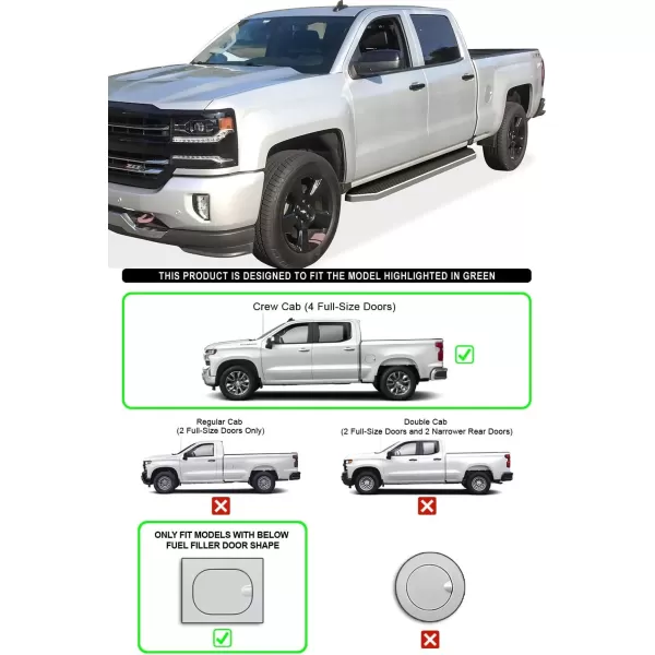 imageAPS Black Running Boards Compatible with Chevy Silverado GMC Sierra 1500 20192025 Crew Cab ampamp 2500 HD 3500 HD 20202025 Silverado 1500 LTD Sierra 1500 LD 2022Polished