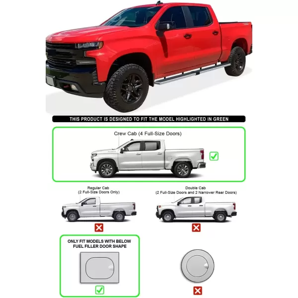 imageAPS Black Running Boards Compatible with Chevy Silverado GMC Sierra 1500 20192025 Crew Cab ampamp 2500 HD 3500 HD 20202025 Silverado 1500 LTD Sierra 1500 LD 2022Stainless Steel Polished