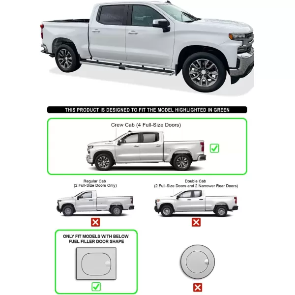 imageAPS Black Running Boards Compatible with Chevy Silverado GMC Sierra 1500 20192025 Crew Cab ampamp 2500 HD 3500 HD 20202025 Silverado 1500 LTD Sierra 1500 LD 2022Stainless Steel Polished