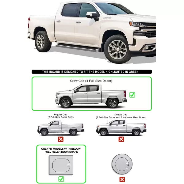 imageAPS Black Running Boards Compatible with Chevy Silverado GMC Sierra 1500 20192025 Crew Cab ampamp 2500 HD 3500 HD 20202025 Silverado 1500 LTD Sierra 1500 LD 2022Aluminum Silver