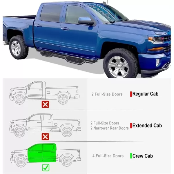 imageAPS Drop Steps Running Boards Compatible with Chevy Silverado GMC Sierra 1500 20192025 Crew Cab ampamp 2500 HD 3500 HD 20202025 Silverado 1500 LTD Sierra 1500 LD 2022 Stainless Steel Side BarsBlack